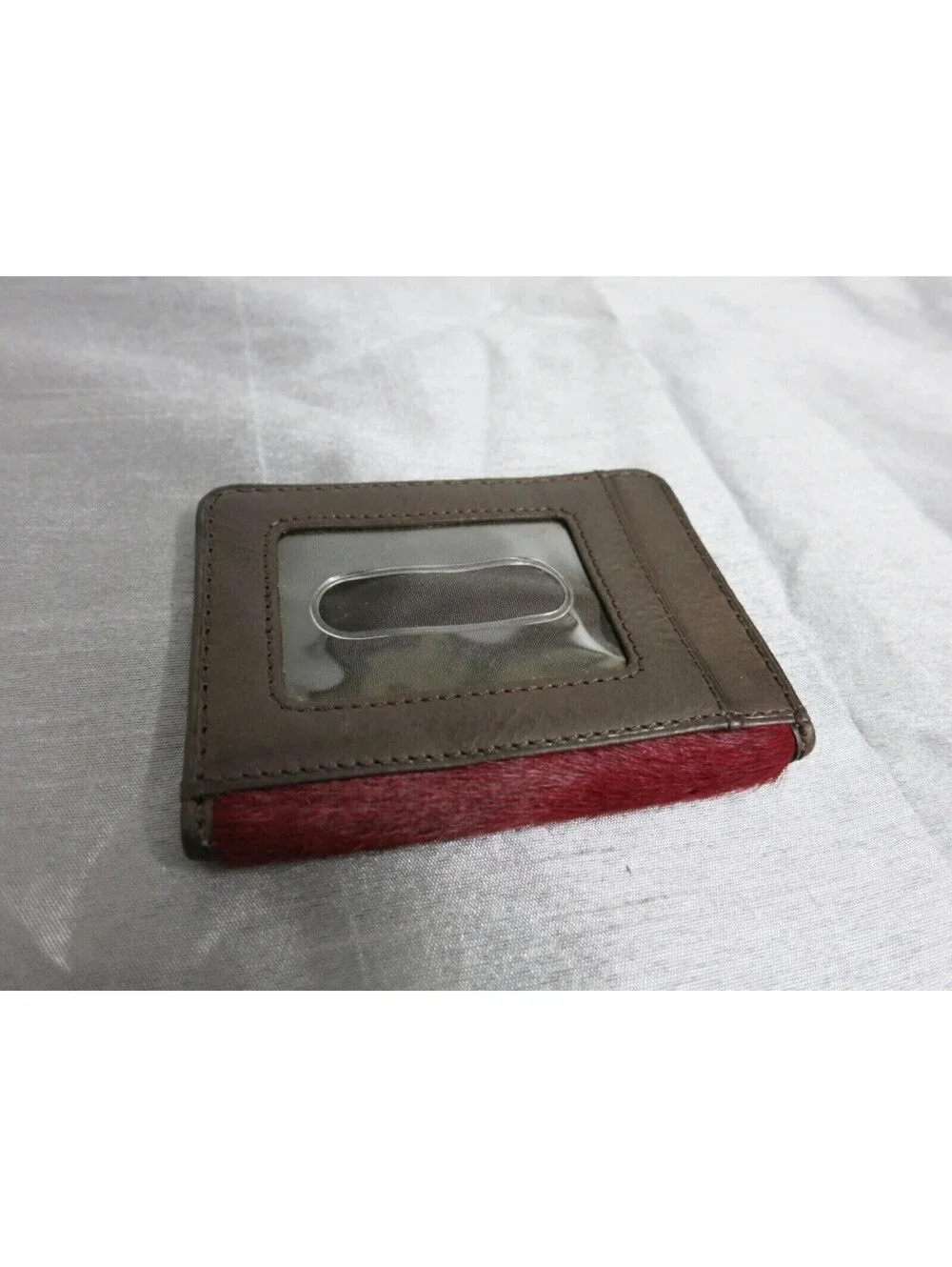 vintage Red Polo Ralph Lauren Cow Hide Fur leather bifold wallet RARE!